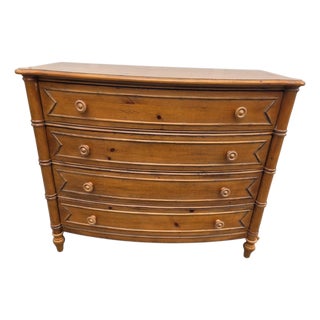 1990s Ethan Allen Hannah Bow Front Chest Knotty Pine 4 Drawer Dresser New Country For Sale