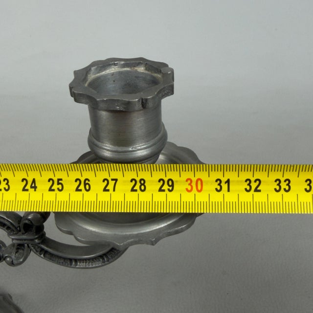 Vintage Three-Layer Pewter Candlesticks, 1960s, Set of 2 For Sale - Image 9 of 11