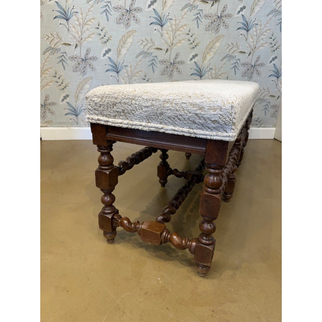 19th Century Newly Upholstered English Bench For Sale - Image 5 of 8