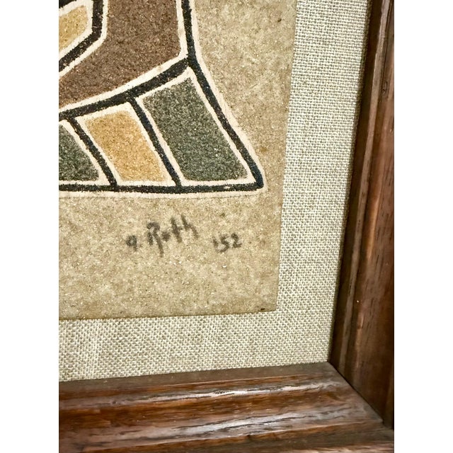 Alfred Reth, 1952 Hungarian Cubism Wall Hanging Relief Sculpture Sand Painting Cubist A. Reth, 1952 For Sale - Image 10 of 16