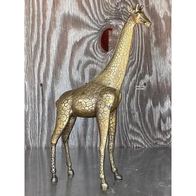 Late 20th Century Vintage Hollywood Regency Brass Giraffe Sculpture For Sale - Image 5 of 13