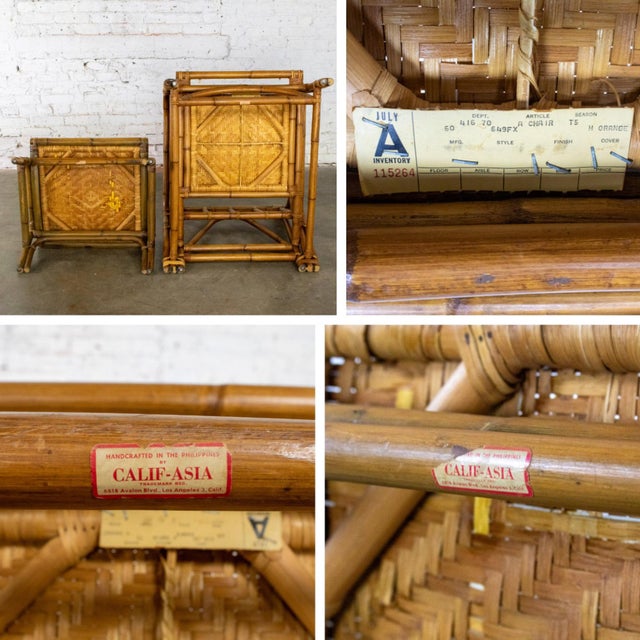 Mid-20th Century Tropical or Coastal Style Rattan Lounge Chair and Ottoman Set by Calif Asia For Sale - Image 15 of 18