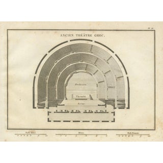 Tardieu, Ancient Greek Theatre Architectural Plan by Ambroise 1825, Engraving For Sale