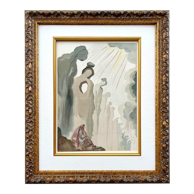 1960s Salvador Dali Woodcut Purgatory 13 the Second Terrace Framed For Sale