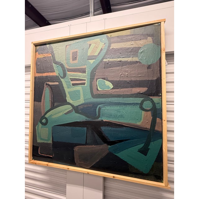 Monumental Original Mid Century Abstract on Canvas For Sale In Charleston - Image 6 of 10