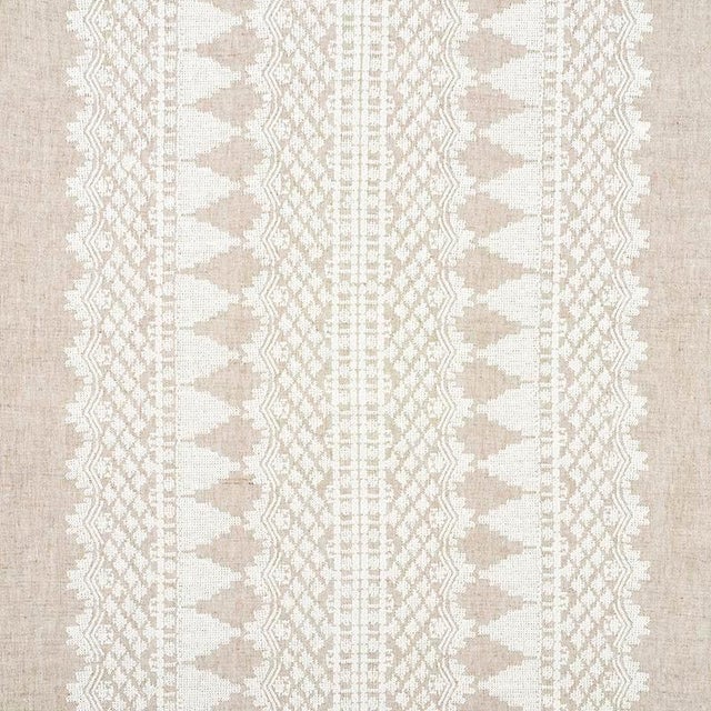 Sample - Schumacher Wentworth Embroidery Fabric in Natural For Sale