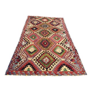 Vintage Turkish Kilim Rug - 58" X 108" For Sale
