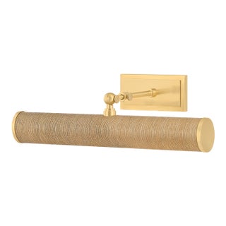 Mitzi Holly 16.25 in. 2 Light Picture Light in Aged Brass and Grasscloth Finish For Sale