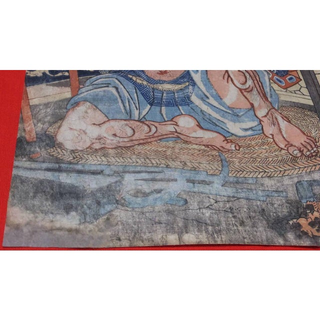 Paper Antique Utagawa Kuniyoshi Suikoden Woodblock Hero Tang Long Original Japanese Print For Sale - Image 7 of 10