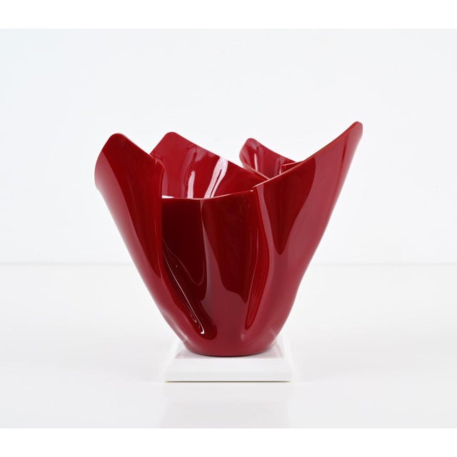 Plastic Mid-Century Italian Burgundy Acrylic Glass Napkin Centerpiece, 1980s For Sale - Image 7 of 16