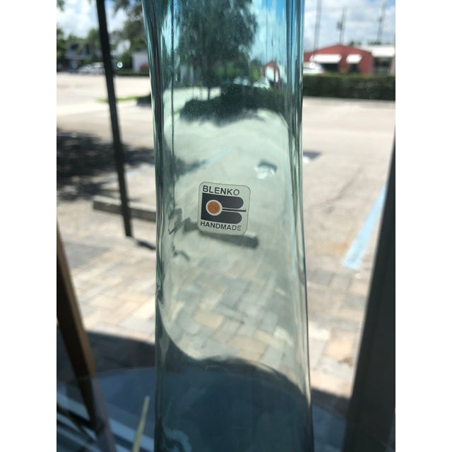 Vintage Large Aqua Blenko Glass Floor Vase Chairish