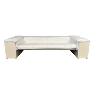 White Leather Brigadier Sofa by Cini Boeri for Knoll, 1980s For Sale