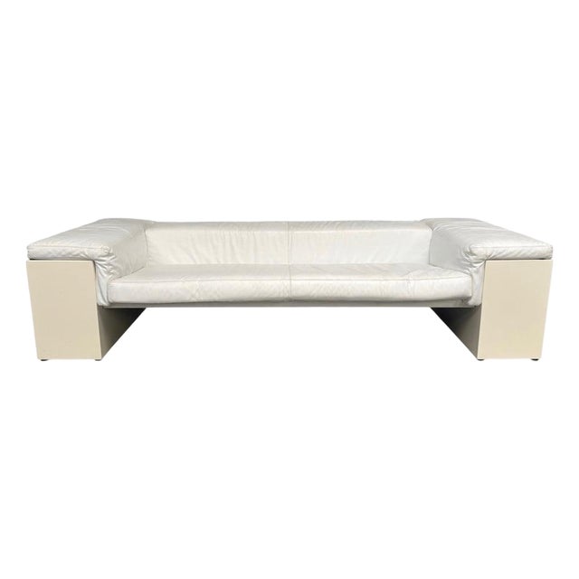 White Leather Brigadier Sofa by Cini Boeri for Knoll, 1980s For Sale