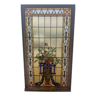 Art Deco Stained Glass Panel For Sale