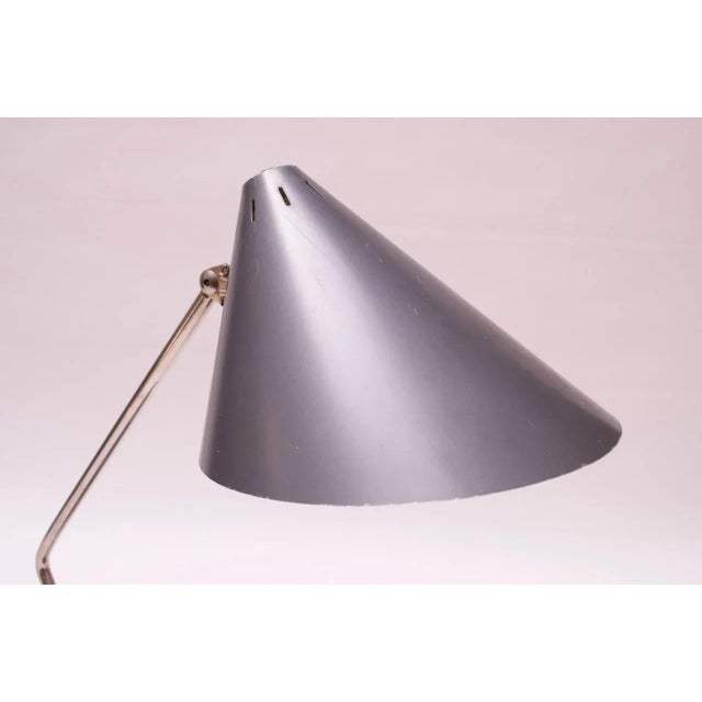 1960s Dutch Chrome and Painted Gray Metal Task Lamp with Oversized Shade by Hala For Sale - Image 5 of 13