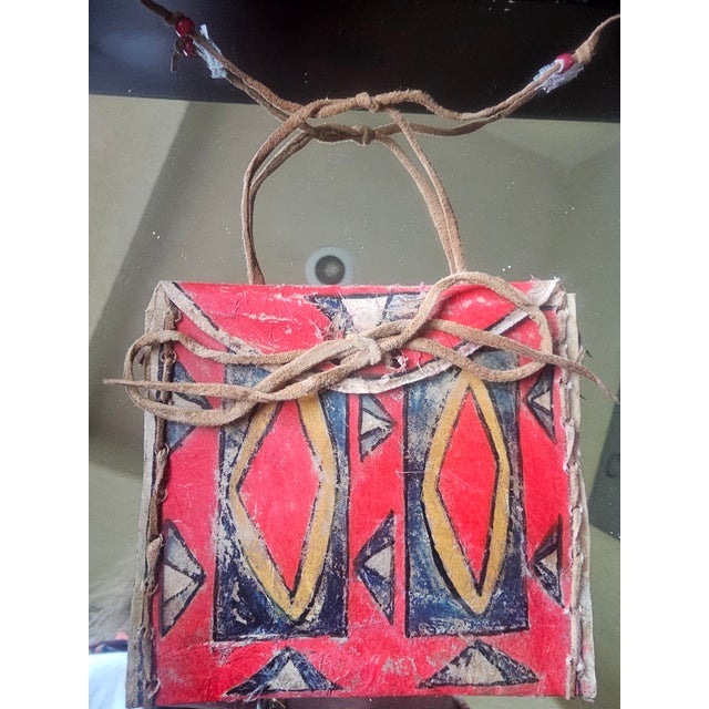 Early 19th Century Early 19th C Lakota Sioux Hand Painted Parfleche Pouch in Custom Display Frame For Sale - Image 5 of 10