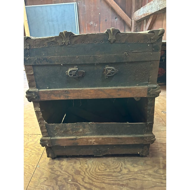 American Antique Charles H Klinge Steamer Trunk For Sale - Image 3 of 8