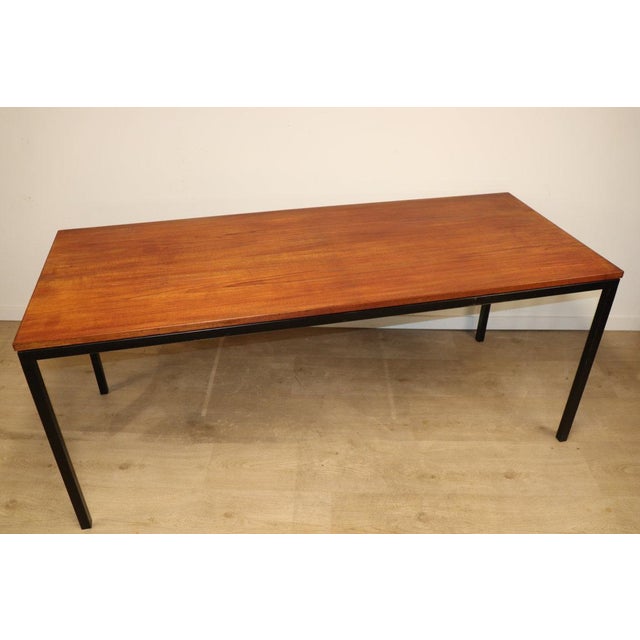Wood Vintage Danish Teak and Black Lacquered Metal Table, 1950s For Sale - Image 7 of 18
