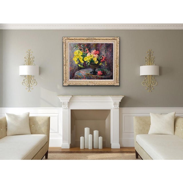 Jean Chaleye, Still Life of Carnations & Marigolds, Oil Painting, 1920s-1940s For Sale - Image 11 of 18