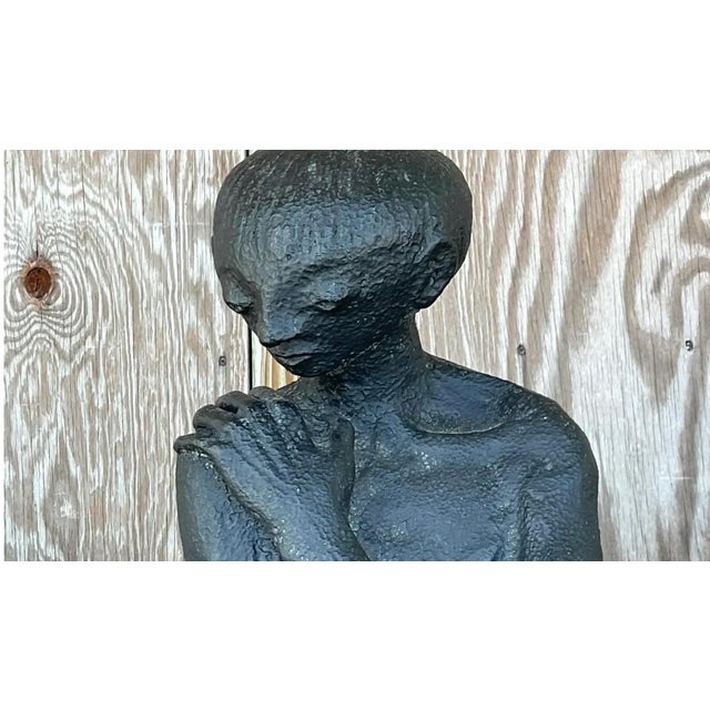 Vintage Boho Original Terracotta Sculpture of Man For Sale - Image 11 of 12