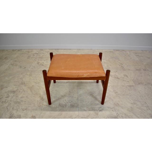Spottrup Mid Century Danish Leather Footstool Attributed to Spottrup Mobelfabrik For Sale - Image 4 of 18