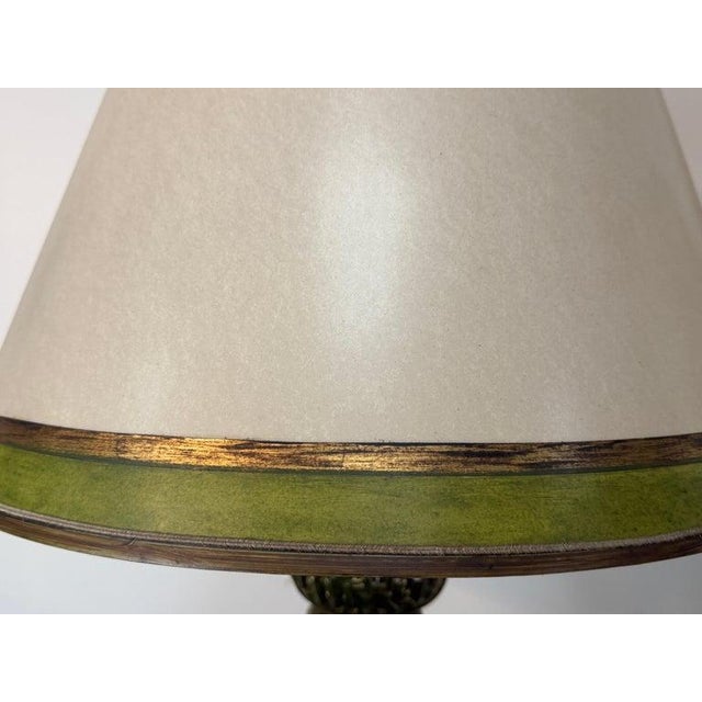 Vintage Murano Glass Table Lamps - Barovier & Toso Style Olive Green - a Pair For Sale In Los Angeles - Image 6 of 17
