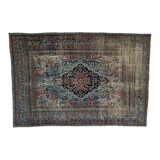 Distressed Antique Persian Rug , 8'10" X 12'6 For Sale