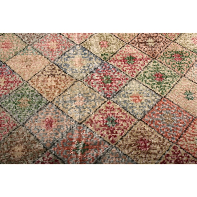 1960s Mid-Century Vintage Art Deco Rug - Multicolor Distressed Wool For Sale - Image 4 of 6