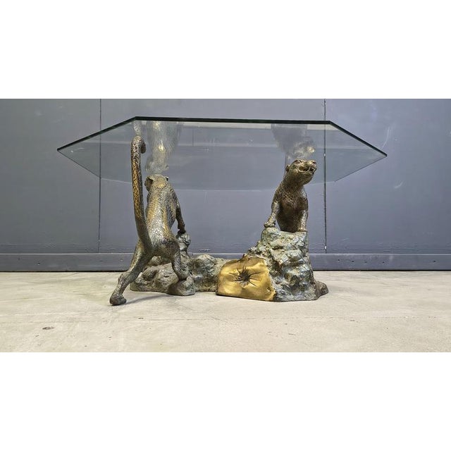 Metal Bronze and Glass Leopard Coffee Table, 1970s For Sale - Image 7 of 12