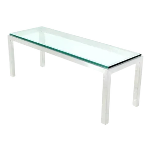Square Aluminum Profile Metal Frame Glass Top Coffee Side Table Long Rectangle