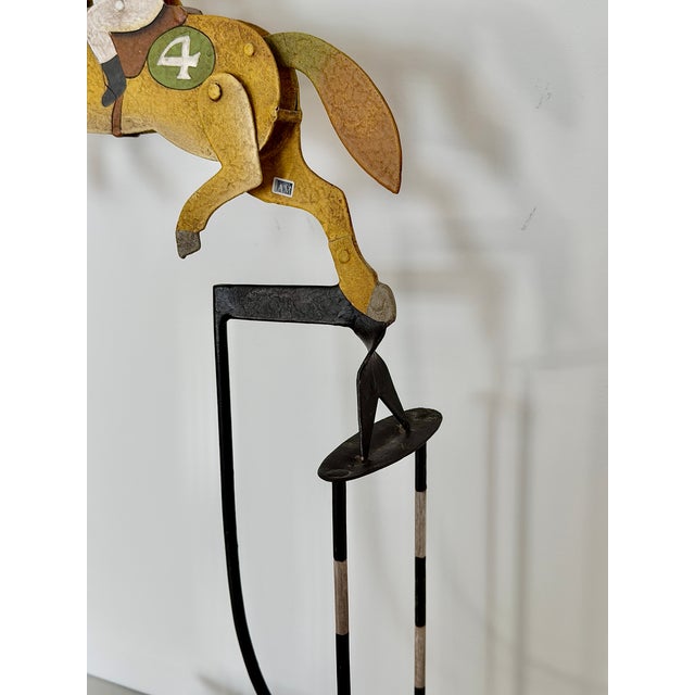 Mid-Century Modern Vintage Rare 2006 a La Maison Horse Balance Toy, Hand Painted Jockey Folk Art Sculpture For Sale - Image 3 of 7