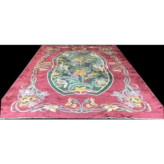 Textile 1920s Antique Art Nouveau Style Rug For Sale - Image 7 of 13