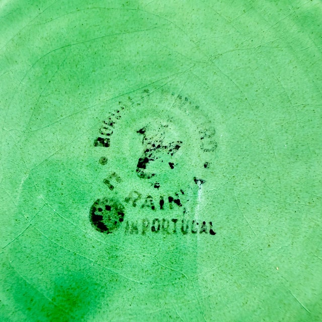 Green 1980s Bordallo Pinheiro Green Grape Vine & Basket Weave Green Plate For Sale - Image 8 of 9