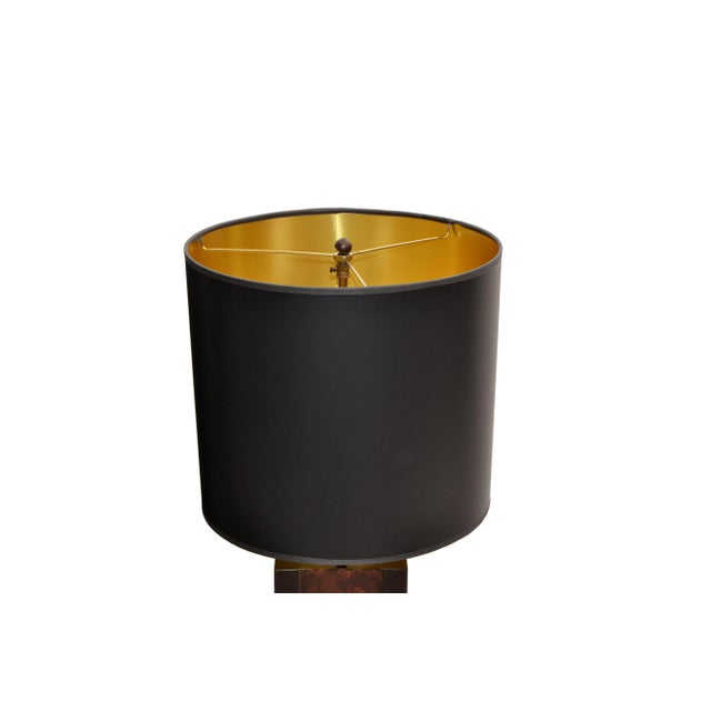 Black 2 Maison Lancel Brass, Bronze & Black Glass French Mid-Century Modern Table Lamp For Sale - Image 8 of 13