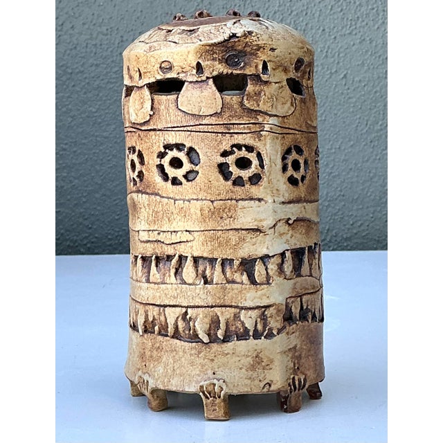 Vintage Original Studio Pottery Cutout Vase For Sale In West Palm - Image 6 of 12