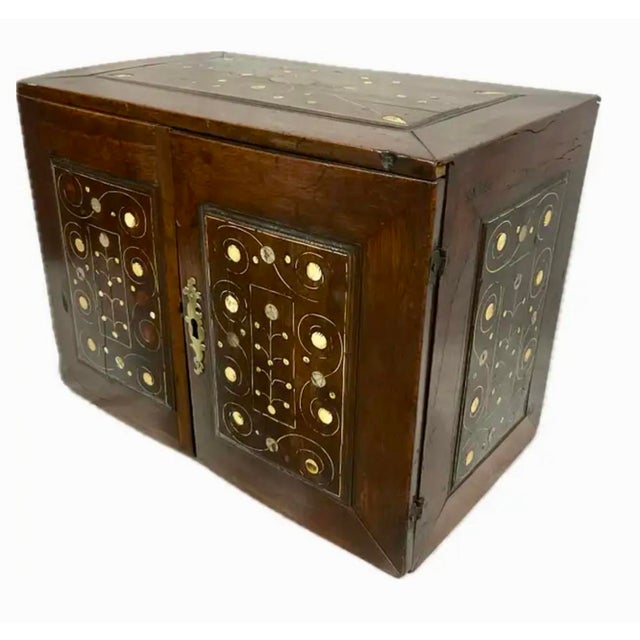 18th Century Inlaid Bone and Mop Walnut Table Cabinet For Sale - Image 4 of 11