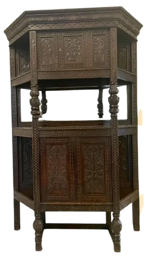 Large Antique Victorian Carved Oak Side Cabinet