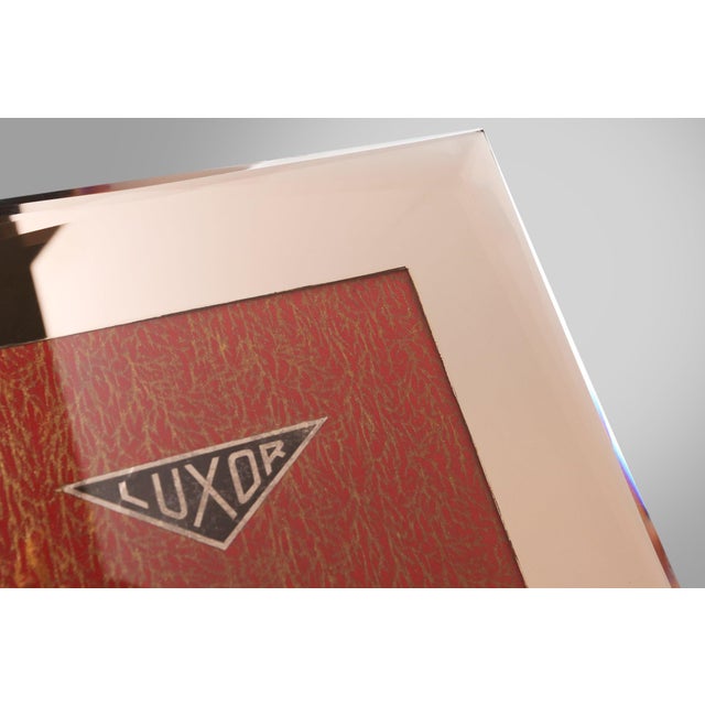 France / 1930s / Luxor / standing square photo frame with cut pink mirror passe-partout / mirror glass and wood / Art Deco...