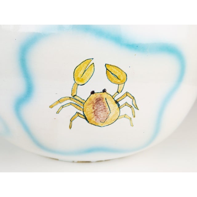 Large hand-decorated ceramic vase, made by the SOESCO factory in Albisola between 1946 and 1951. The vase depicts marine...