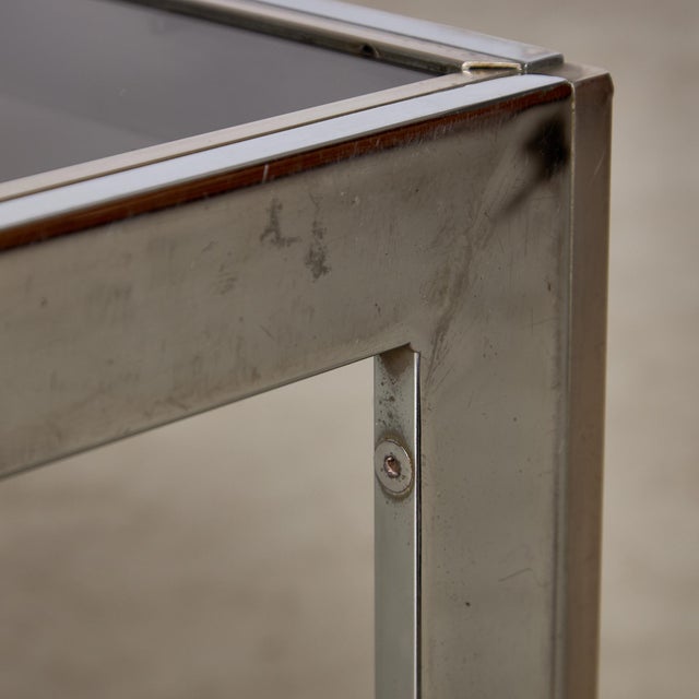 Chrome and Smoked Glass Coffee Table with Golden Stripe, 1970s For Sale - Image 5 of 18