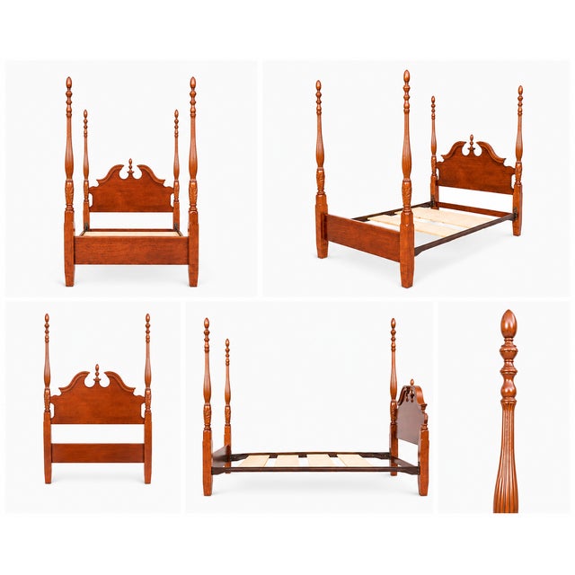 1980s 1980s Cherry Queen Size Headboard Foot Board Rails and Supports For Sale - Image 5 of 10