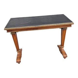 1940s French Satinwood Console Table With Alligator Leather Top For Sale