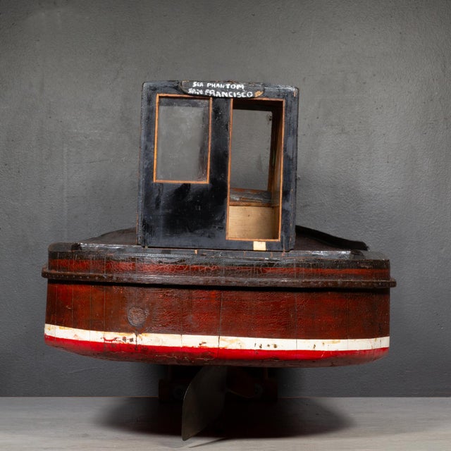 Early 20th Century Hand Made Motorized Wooden Ship Model c.1940-1950 For Sale - Image 5 of 8