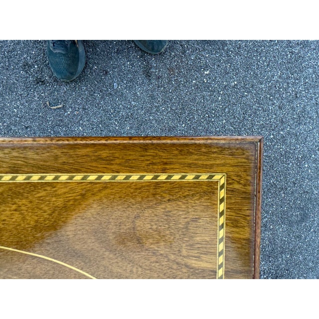 Brown Vintage Pair of Federal Style Inlaid Mahogany Single Drawer Side Tables For Sale - Image 8 of 10