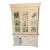 Distressed Antique White French Country Style China Cupboard Hutch With Shelves and Drawers For Sale