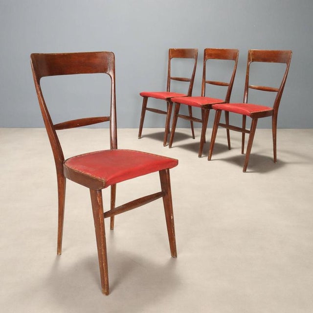 Vintage Beech and Leatherette Chairs, Italy, 1950s, Set of 4 For Sale - Image 10 of 10