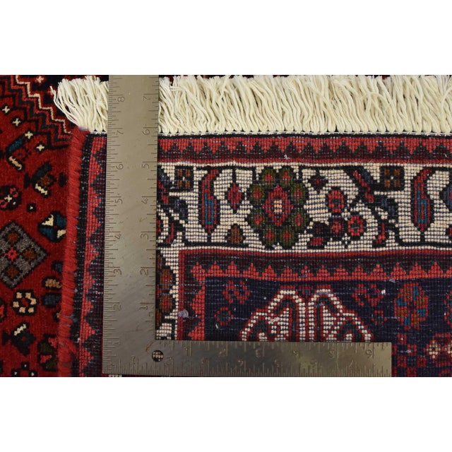 Abadeh Rug 3’7” X 5’3” Red Wool Vintage Tribal Hand-Knotted Oriental Carpet For Sale - Image 12 of 12