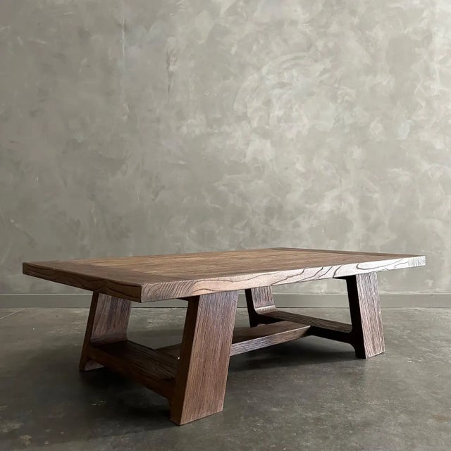 Not Yet Made - Made To Order Reclaimed Elm Wood Coffee Table in Walnut Finish-56" For Sale - Image 5 of 12