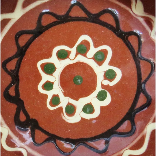 Mexican Vintage Mexican Folk Art Bandera Redware Ashtray For Sale - Image 3 of 3