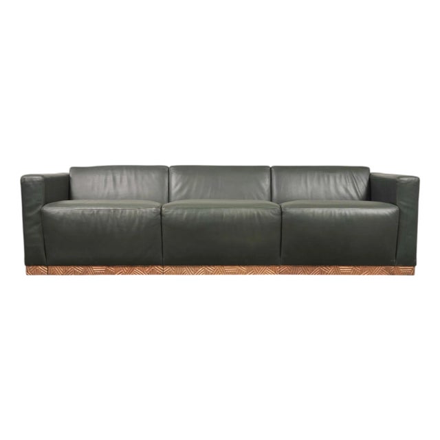 Dakota Jackson Art Deco Style Cuba Sofa in Bronze and Leather For Sale